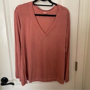 POL Dusty Rose V-Neck Blouse